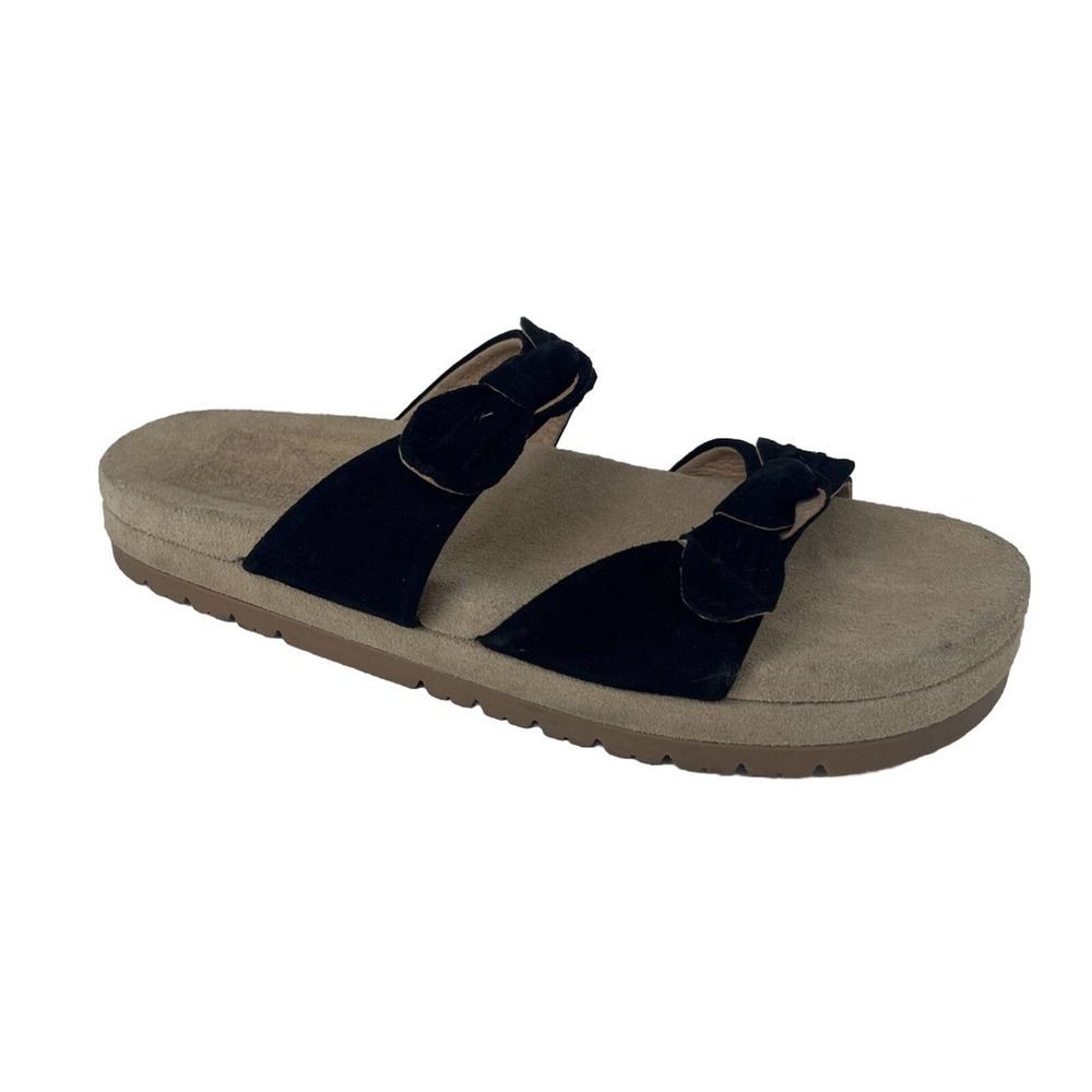New Jack Rogers Annie Double Knot Slide Black Suede Sandals ~Size 8.5